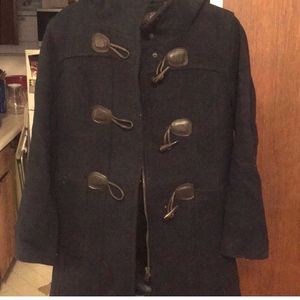 Peddleton Navy Wool Blend Hooded Duffle Coat